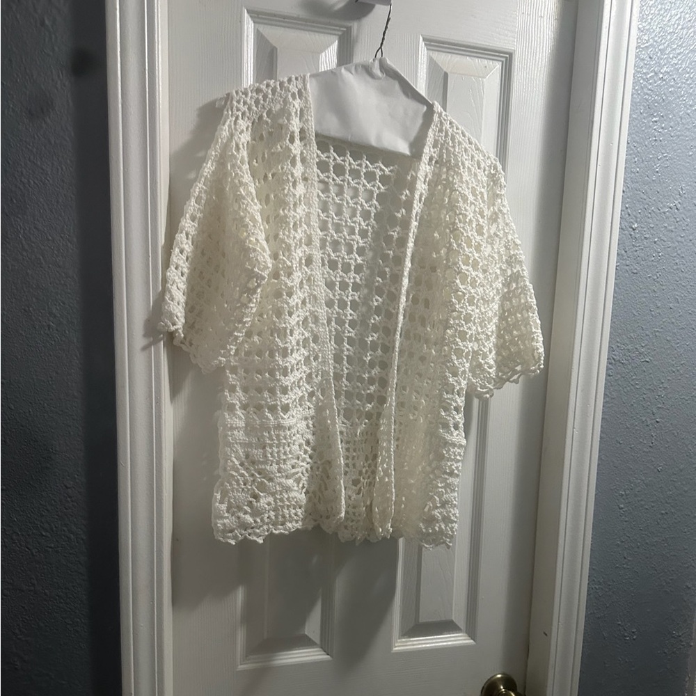 Hand knitting artesanal 3/4 sleeves vest